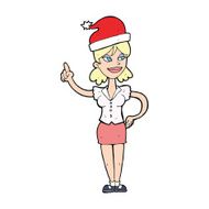 cartoon woman in christmas hat with idea N4