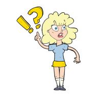 cartoon woman with question N12