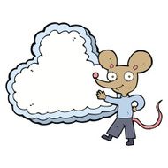 cartoon mouse with cloud text space N4