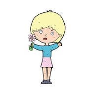cartoon woman with flower N4