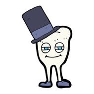 cartoon tooth wearing top hat N4