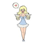 cartoon woman serving beer N4