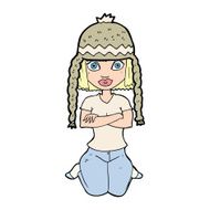 cartoon woman wearing hat N21