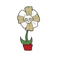 cartoon skull flower N4