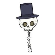 cartoon spooky skull in top hat N4
