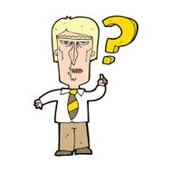 cartoon annoyed man asking question N4