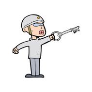 cartoon security guy with key N4