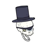 cartoon skull in top hat N7