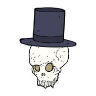 cartoon skull in top hat N8