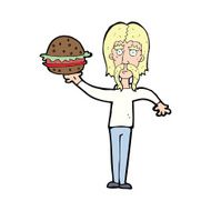 cartoon man with burger N7