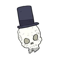 cartoon skull wearing top hat N4