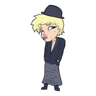cartoon woman in bowler hat N4