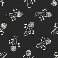 doodle microphone seamless pattern background N5