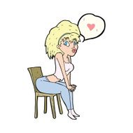 cartoon woman with love heart N16