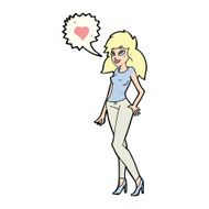 cartoon woman with love heart N17