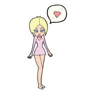 cartoon woman with love heart N18
