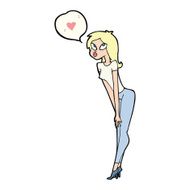 cartoon woman with love heart N19