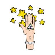 cartoon mystic eye hand symbol N4