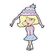 cartoon happy girl wearing hat N4
