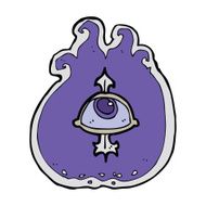 cartoon flaming eye symbol N4
