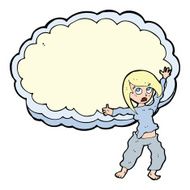 cartoon stressed out woman in front of cloud N4
