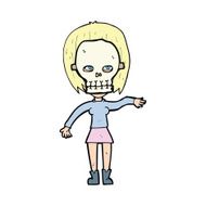 cartoon woman in spooky skull mask N4