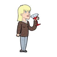 cartoon woman drinking cocktail N4