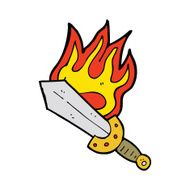 cartoon flaming sword N4