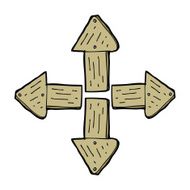 cartoon wood direction signs N4