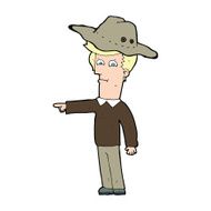 cartoon pointing man wearing hat N4