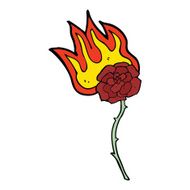 cartoon burning rose N3