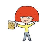 cartoon woman with mug of beer N4