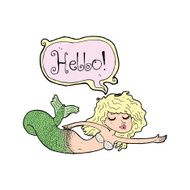 cartoon mermaid saying hello N4