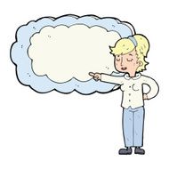 cartoon woman with text space cloud N7
