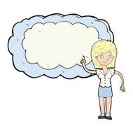 cartoon woman with text space cloud N8