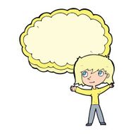 cartoon woman with text cloud space N8