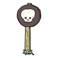 cartoon spooky skull signpost N10