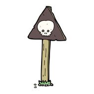 cartoon spooky skull signpost N12