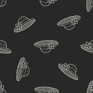doodle Straw hat seamless pattern background N2