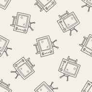 Doodle TV seamless pattern background N3