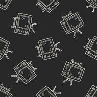 Doodle TV seamless pattern background N4