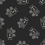 Doodle Video recorder seamless pattern background N7