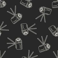 Doodle Video recorder seamless pattern background N8