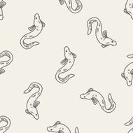 Eel doodle seamless pattern background