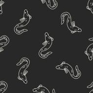 Eel doodle seamless pattern background N2
