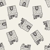 Fireplace doodle seamless pattern background