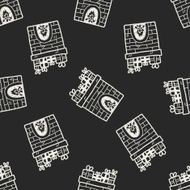 Fireplace doodle seamless pattern background N2