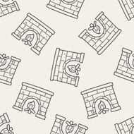 Fireplace doodle seamless pattern background N3