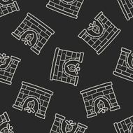 Fireplace doodle seamless pattern background N4