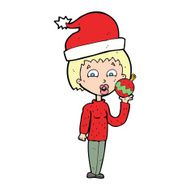 cartoon woman ready for christmas N61